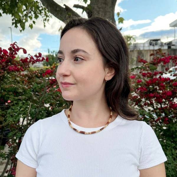 Natalia - Wholesale Beaded/Pearl Necklace - Coco Wood Long Beads Necklace - PC