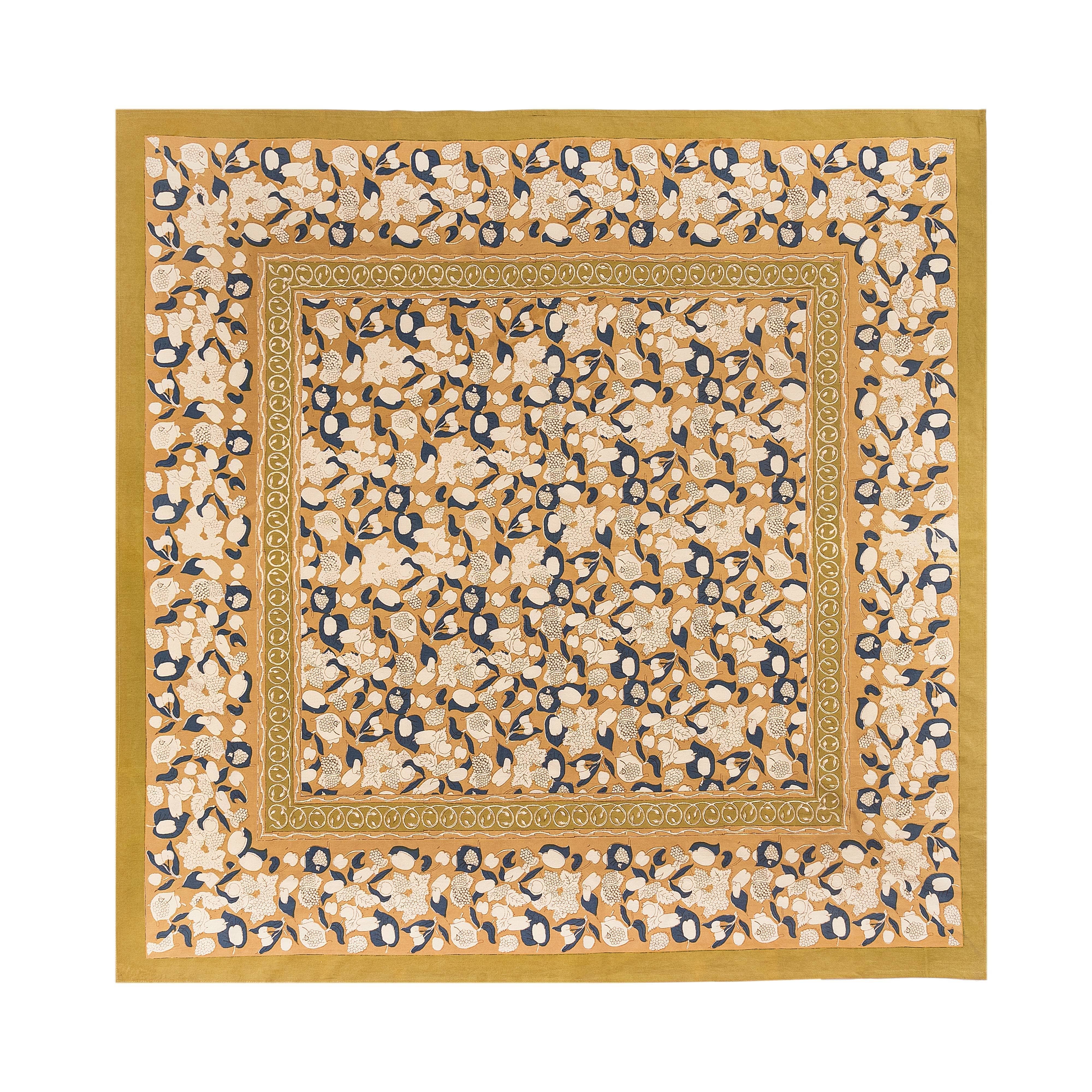 Caravan Home - Wholesale Tablecloth - Forest Harvest Mustard & Blue | French Tablecloth0