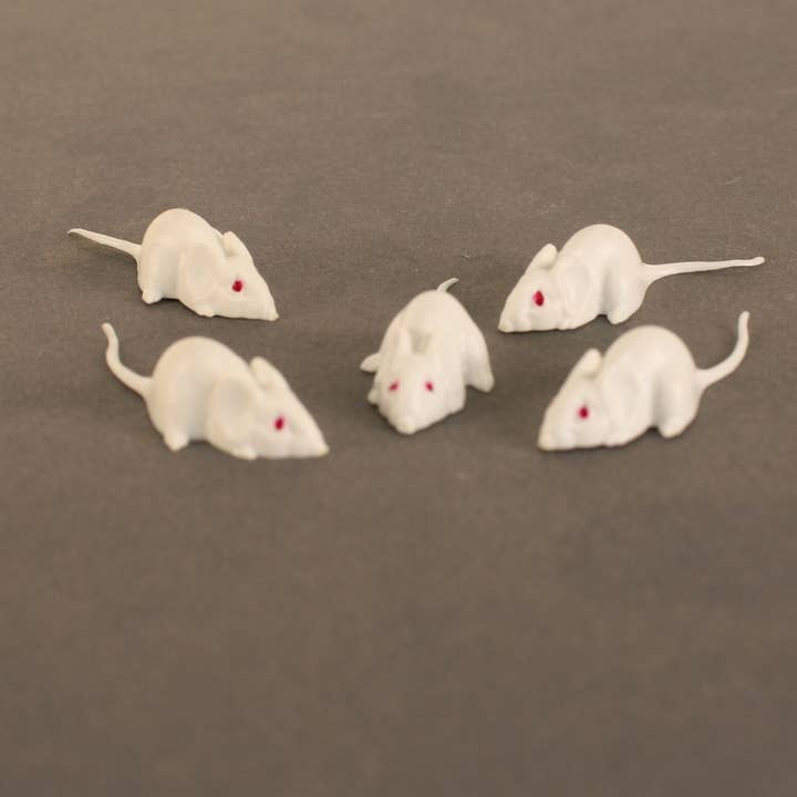 Mice - White Mouse Set - Red Eyes - 1" - 6 Pieces for wholesale on Faire7