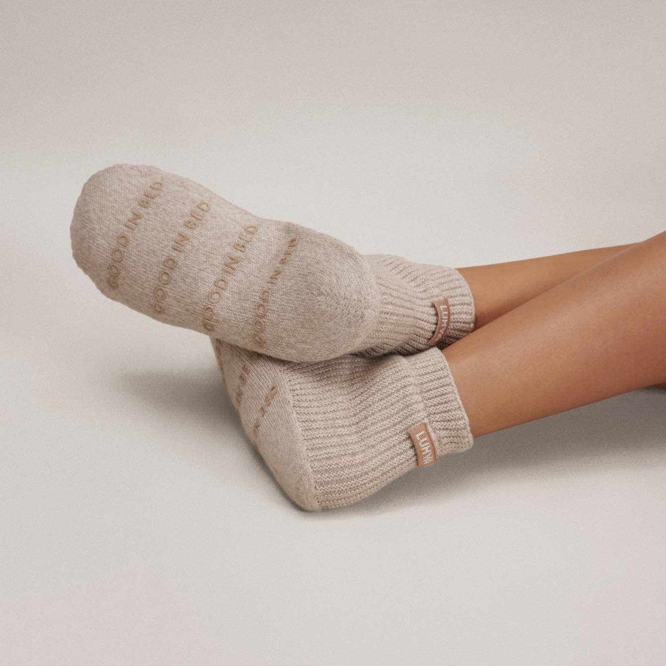 Oat Marl Cozy Cotton Silk Slipper Sock for wholesale on Faire1
