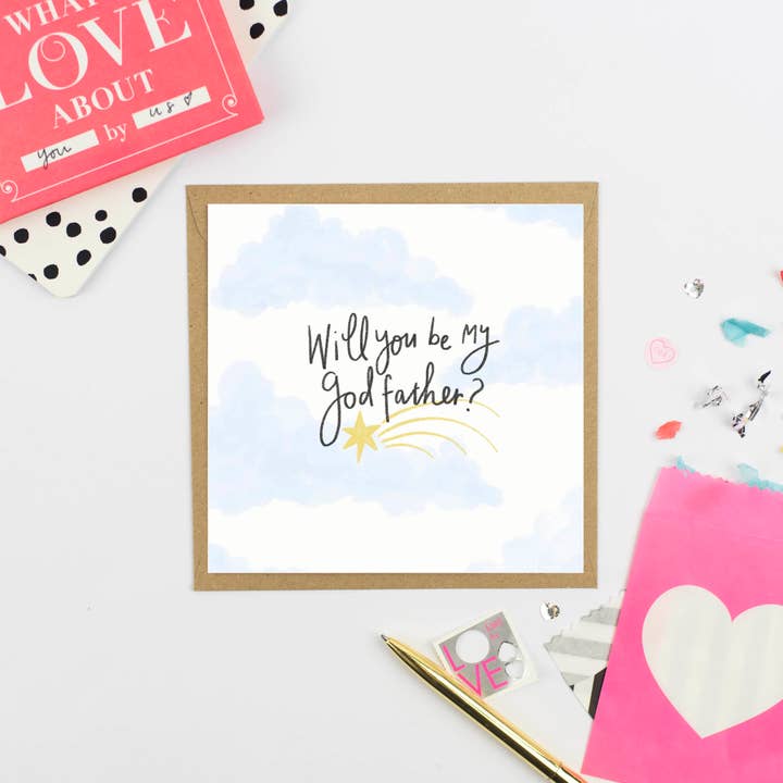 WILL YOU BE MY GODFATHER Greeting Card for wholesale by Pickled Pom Pom