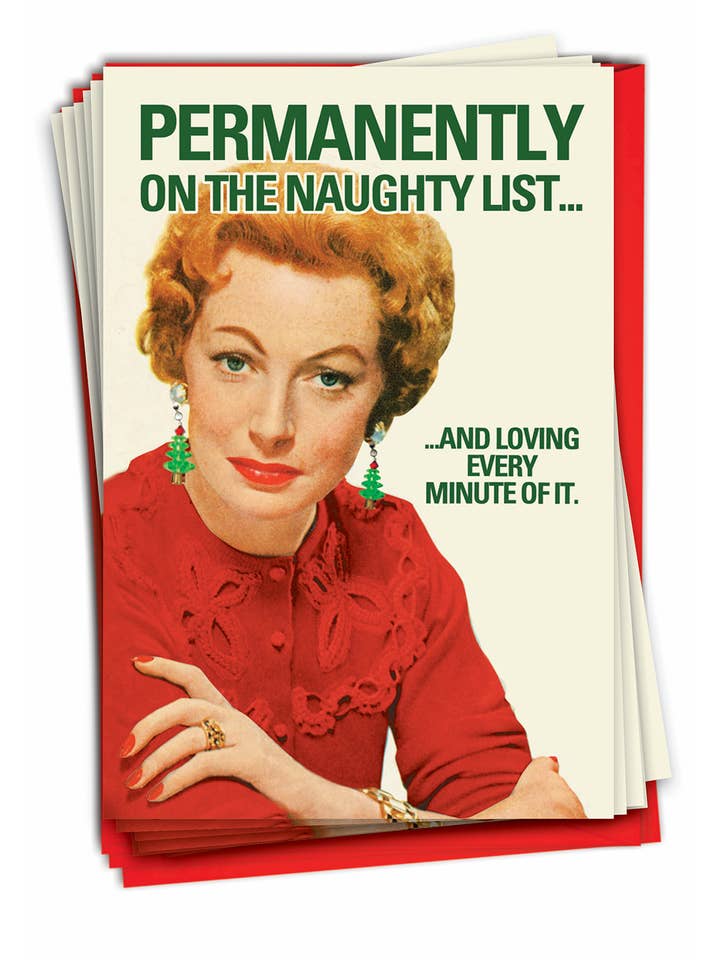 Doos met 12 kerstkaarten - Permanent Naughty List voor wholesale door NobleWorks