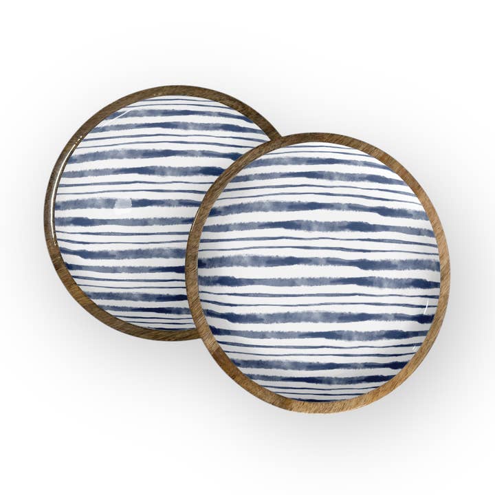 Coastal Stripe Round Trays (10" in Pack of 2) 7-62-B PREORDE for wholesale by My Casita
