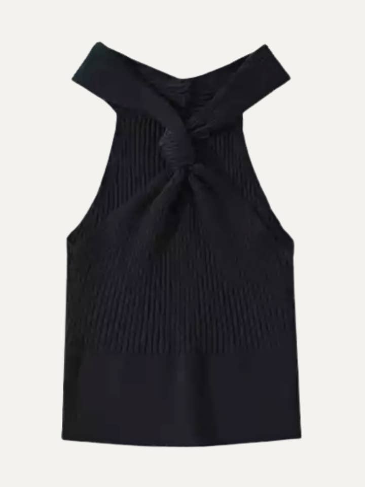 Lisbon Rib Knit Tank Black for wholesale by Jasmine Alexa