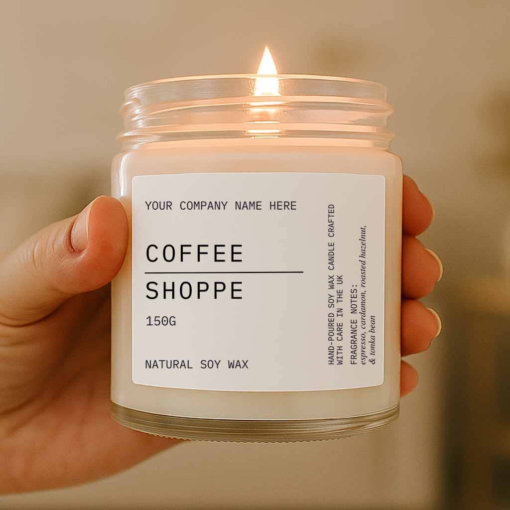 Candle Drop – wholesale Jar/filled candle – Label Style 8 | Wholesale White Label Candle | Clear Jar1