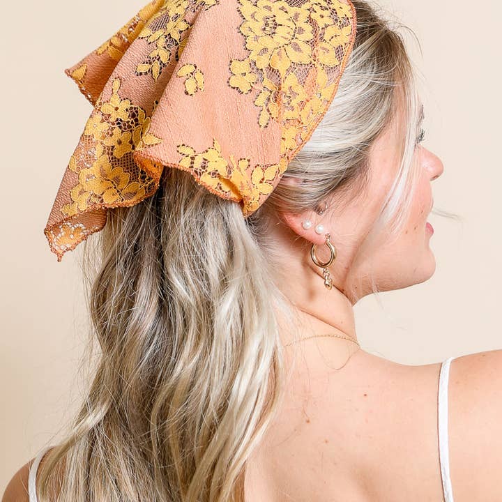 Leto Accessories - Wholesale Head Scarf - Women's - Chic Boho Lace Headscarf with Vintage Floral Patterns 💐6