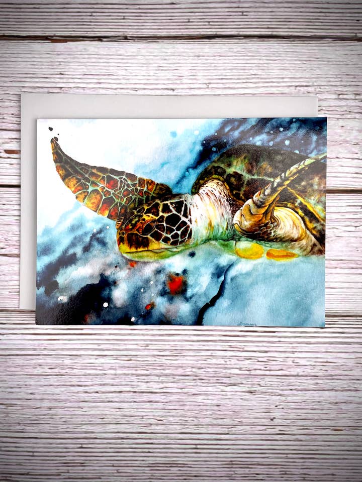 Sea Turtle Greeting Card (Blank Inside) for wholesale by Bumblejack Cards