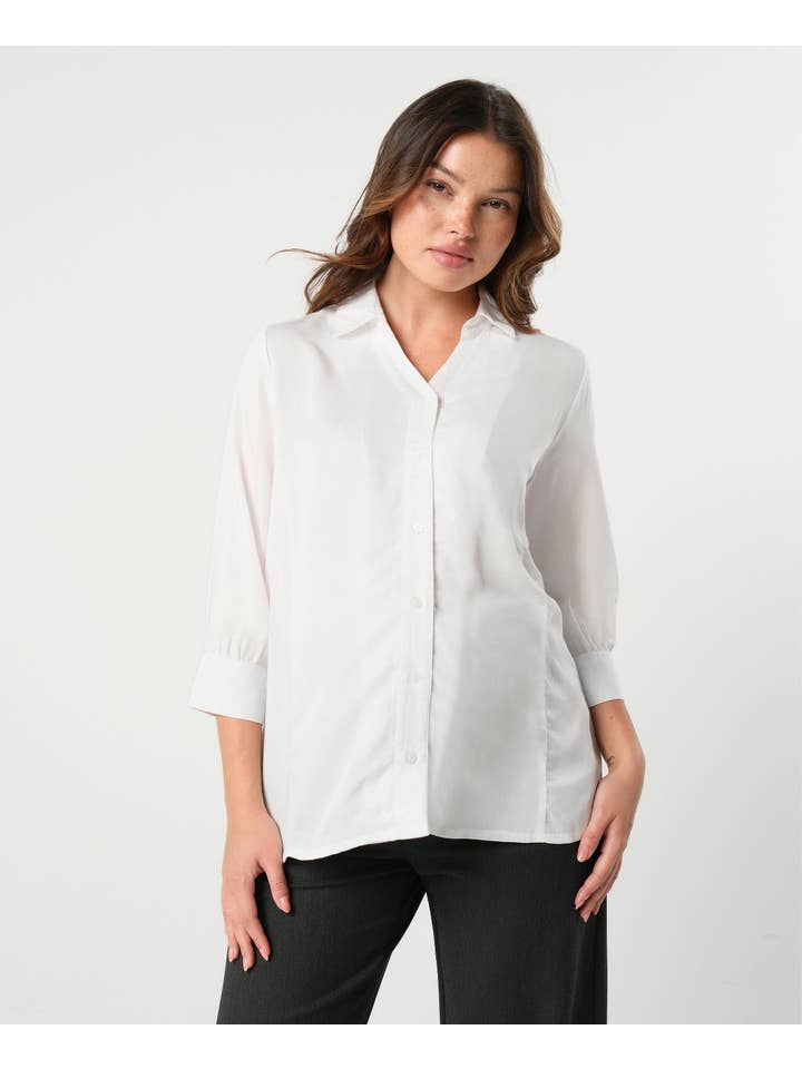 No-Gap Maternity Nursing Button Down Shirt - Pale Blue for wholesale on Faire6