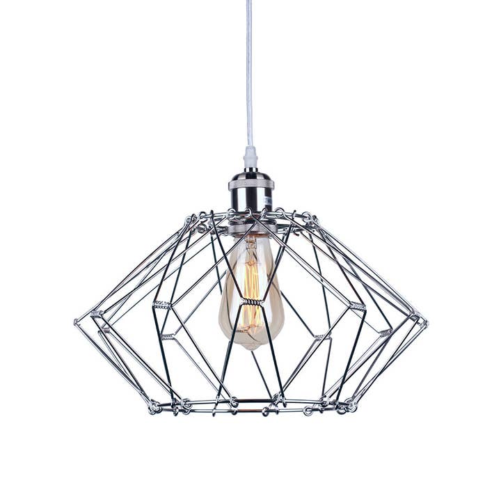 Evolution Adjustable Geometric Cage Pendant Light, Chrome for wholesale by K LIVING