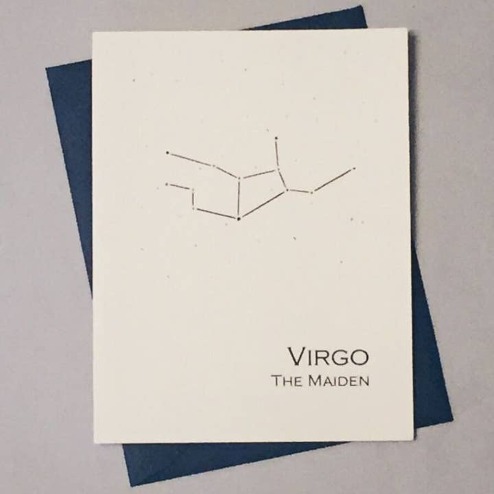 Virgo Constellation Zodiac Sign Birthday Card for wholesale by theBird+theBeard