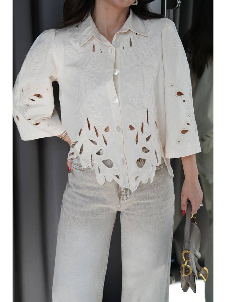 miglo - Wholesale Button Down Shirt - Women's - Embroidered Cotton Shirt – Wholesale Pack
