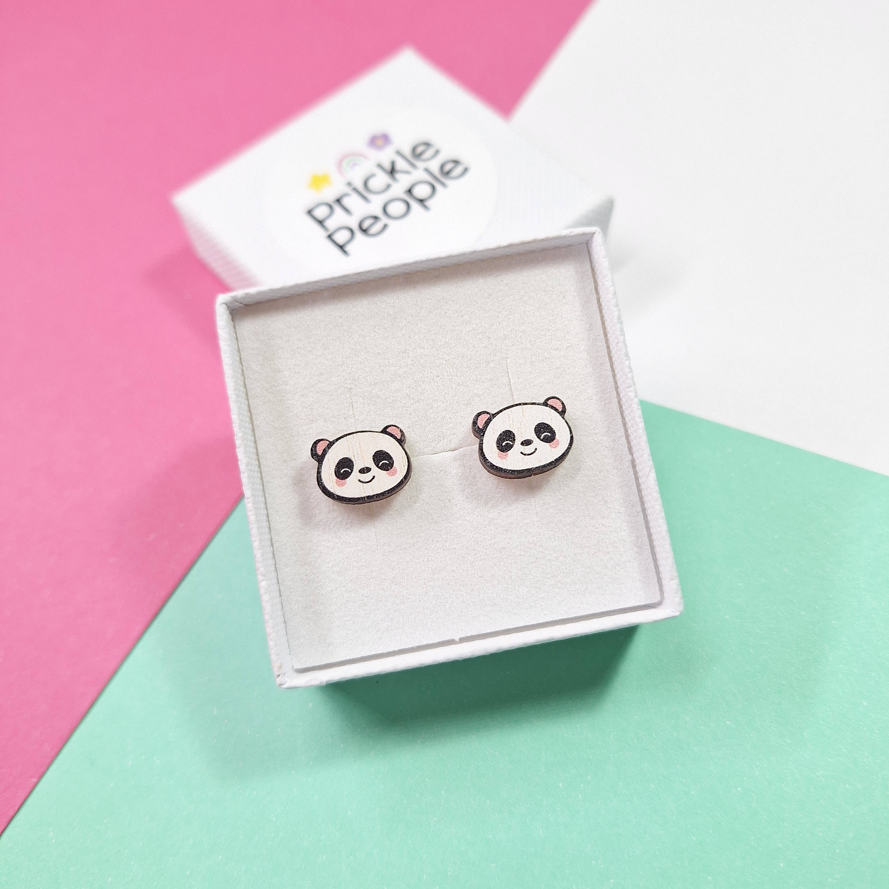 Prickle People - Wholesale Stud/Post Earrings - Panda Stud Earrings - Handmade Eco Wood6