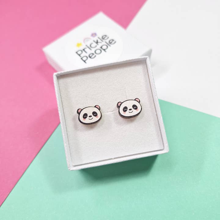 Prickle People - Wholesale Stud/Post Earrings - Panda Stud Earrings - Handmade Eco Wood6