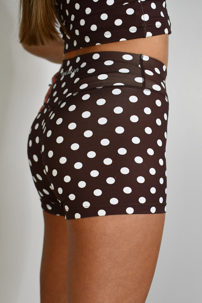 TooLooLah - Wholesale Athletic Shorts - Women's - Pivot Polka Dot Biker Shorts - Brown2