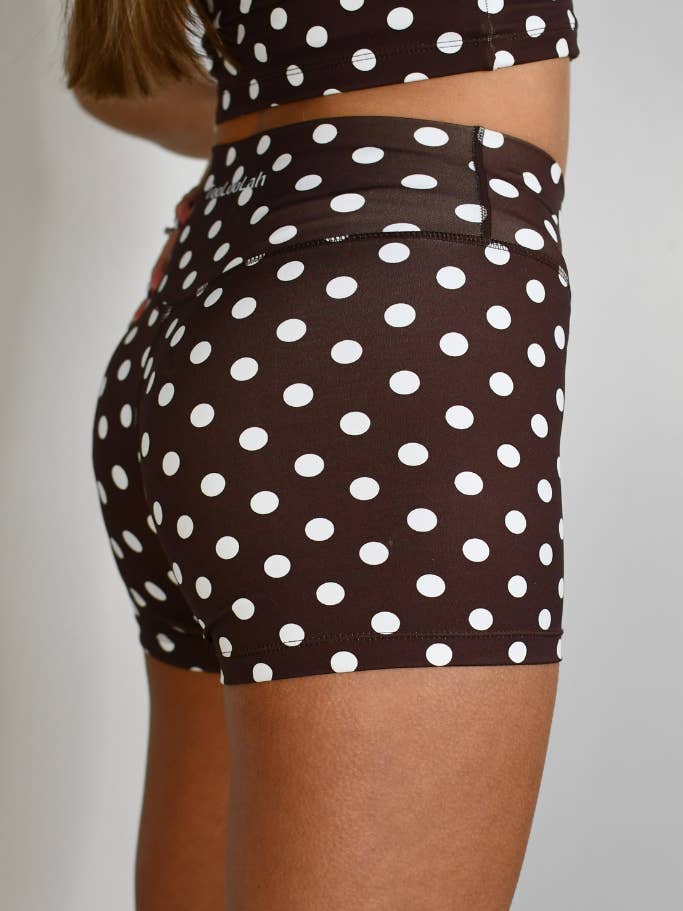 TooLooLah - Wholesale Athletic Shorts - Women's - Pivot Polka Dot Biker Shorts - Brown2