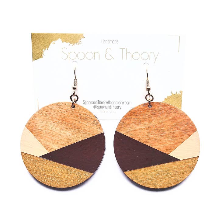 Orecchini in legno Colorblock - Orecchino Calypso Classic Statement per la vendita all'ingrosso da parte di Spoon & Theory Handmade