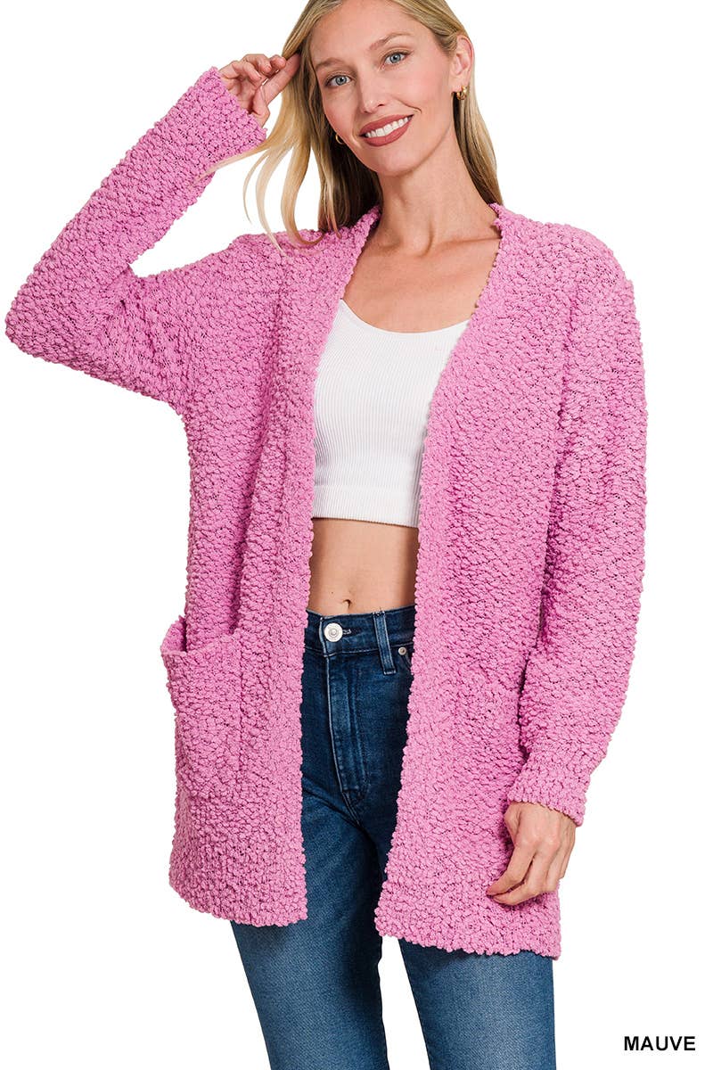42POPS - Wholesale Cardigan - Women's - Popcorn Sweater Cardigan w/ Pockets3