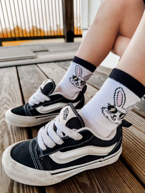 Kickin it up Socks - Wholesale Socks - Kids - Rad Bunny with Pink Bunny Foot9