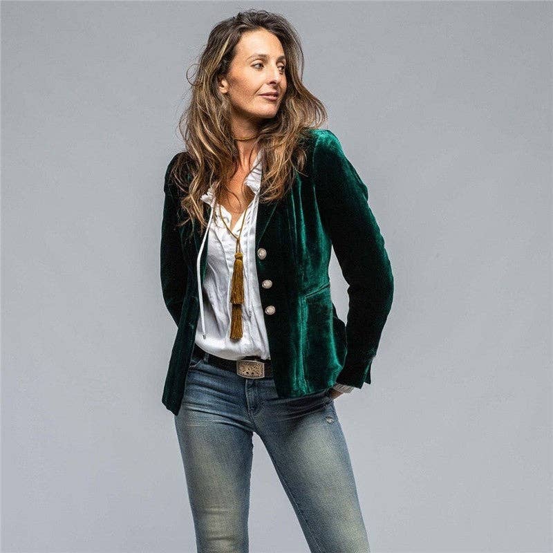 Sheer Trend – Großhandel Blazer – Damen – Kurzer Samtblazer in Unifarbe4