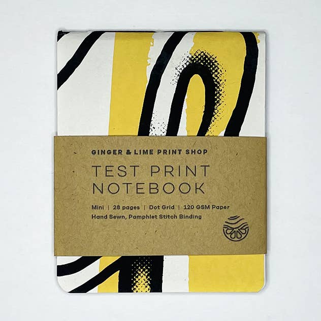Mini Flip-Up Test Print Notebook - Offset Yellow Tangle for wholesale by Ginger & Lime Print Shop