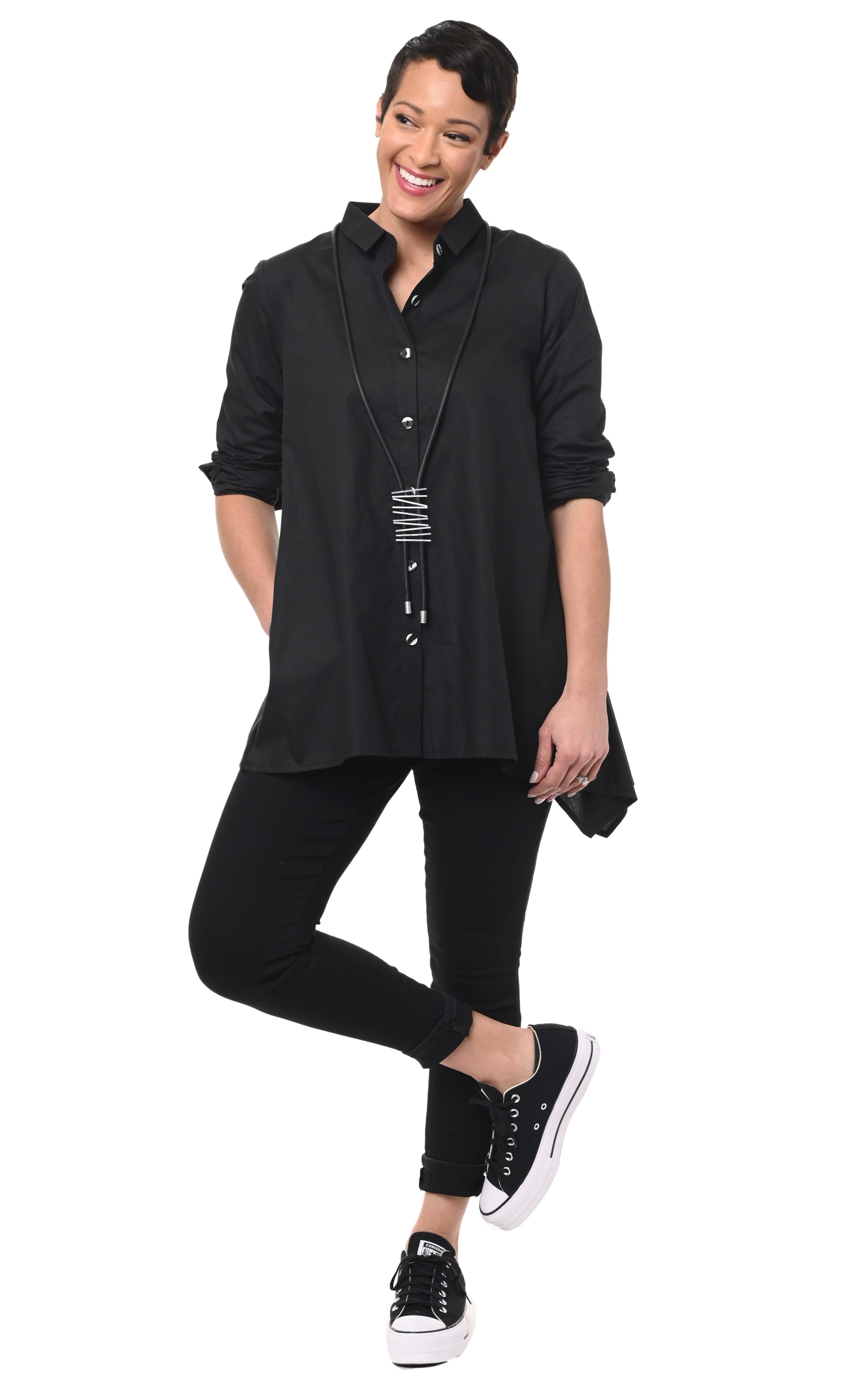 Tulip Clothing – Engroshandel Skjorte med buttondown – til kvinder – SDC295 Avalon i Sort*2