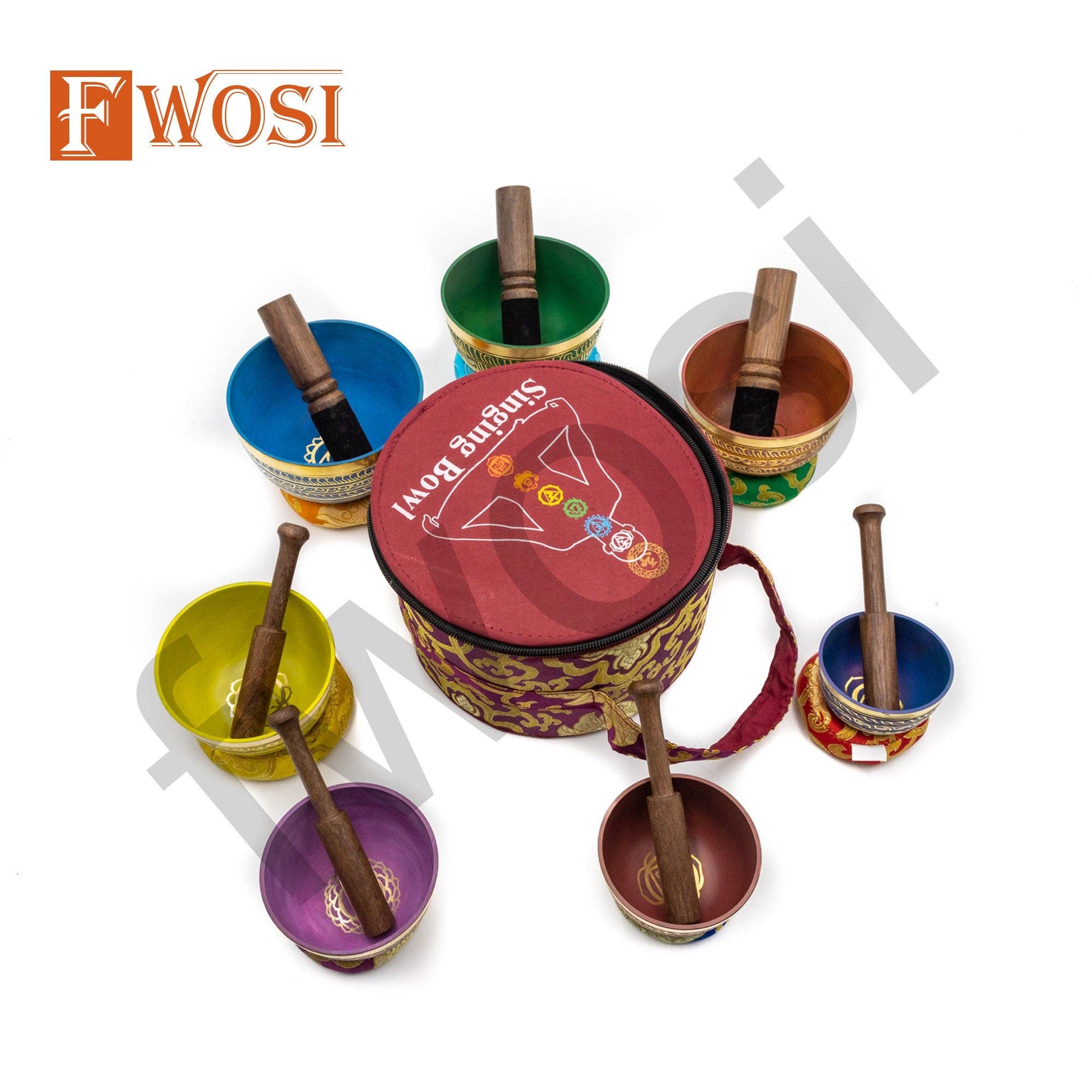Fwosi - Wholesale Meditation Supplies - Tibetan Singing Bowls Set | Antique Mindfulness Bell Meditation Bowl Yoga Therapy | Healing Bowl | Sound Bowl | Self-Care Gift3