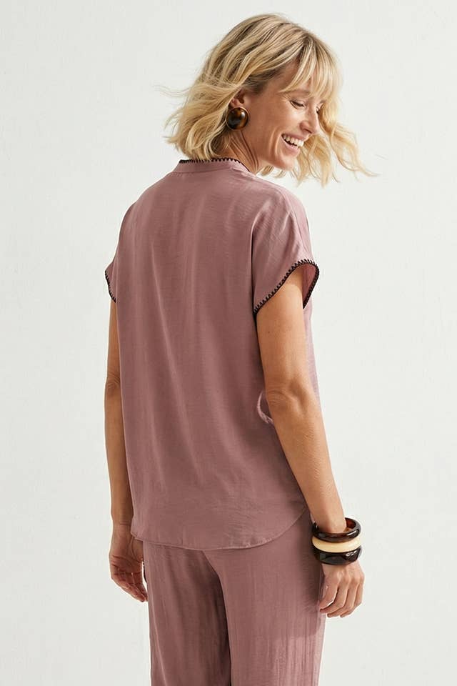 Naked Zebra - Vente Chemisier – femme - Blouse régulière à épaules tombantes avec surpiqûres.12