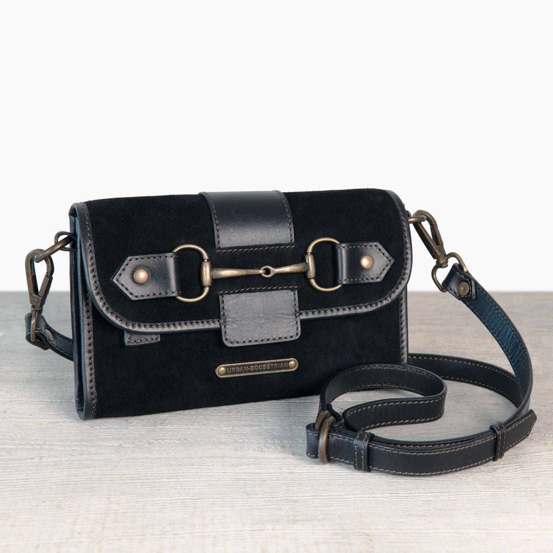 URBAN-EQUESTRIAN - Wholesale Crossbody Bag - Women's - Dalton - Horse Bit Crossbody Luxury Leather Handbag in Black on Black6