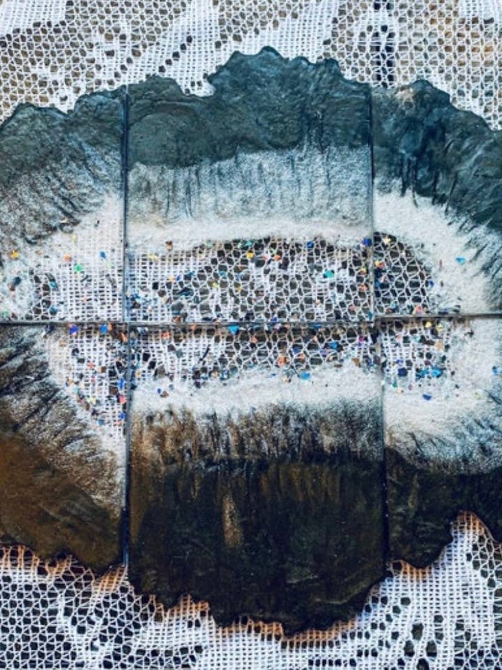 Set of 6 agate coasters for wholesale by Vivian Treasury