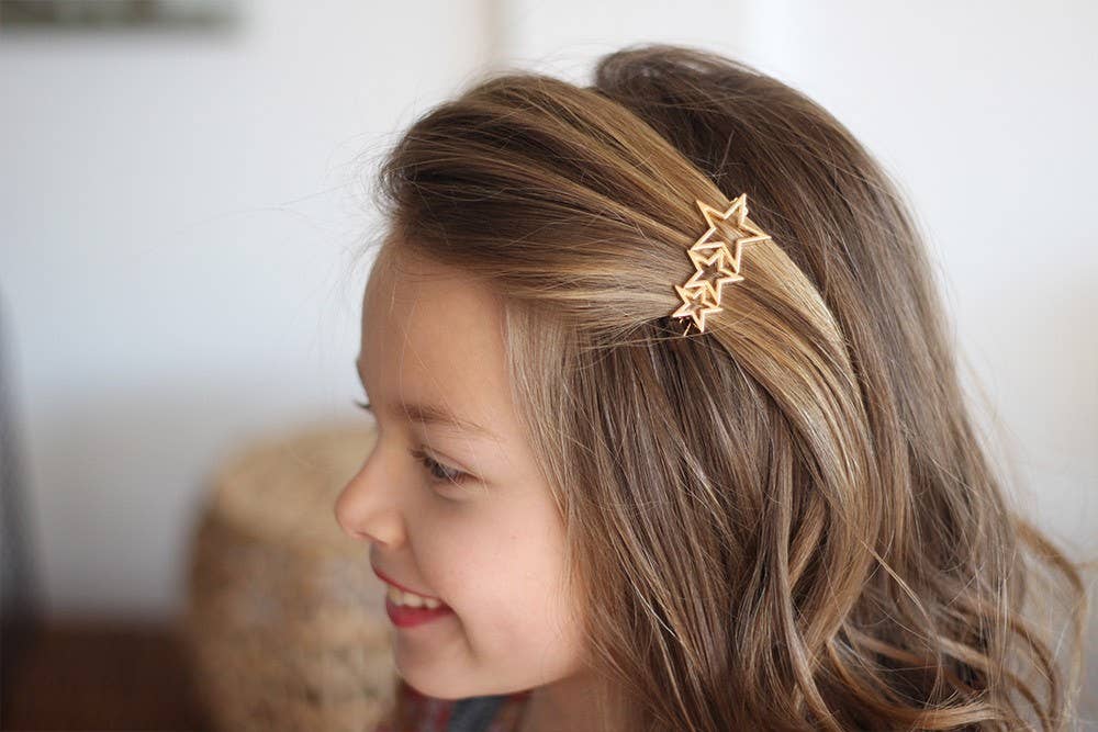 Bohomane - Venta al por mayor Pinzas para el pelo - Niños - Broche para niños con estrellas doradas Stella1