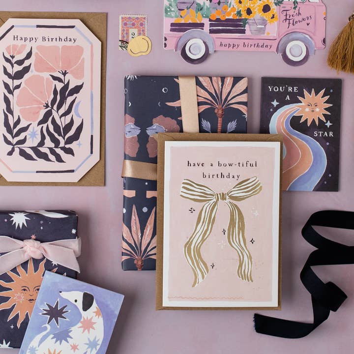 Sister Paper Co. – wholesale Birthday card – Bow-tiful Bow Birthday Greeting Card | Female Birthday Cards1