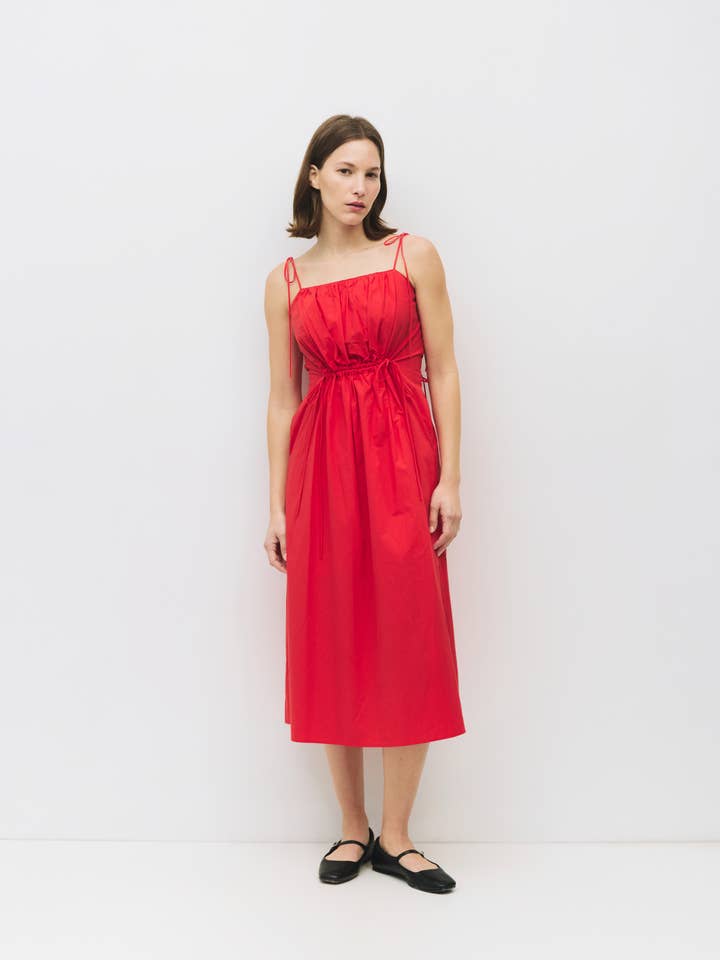 MOD REF - Wholesale Dress - Women's - The Isadora Dress | Poplin Midi Dress with Shoulder Ties