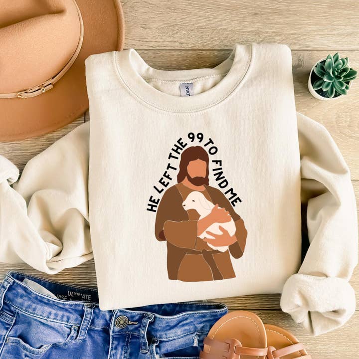 Ha lasciato le 99 per trovare me maglietta, felpa con pecora smarrita di Gesù per la vendita all'ingrosso da parte di NVC Ecommerce LLC