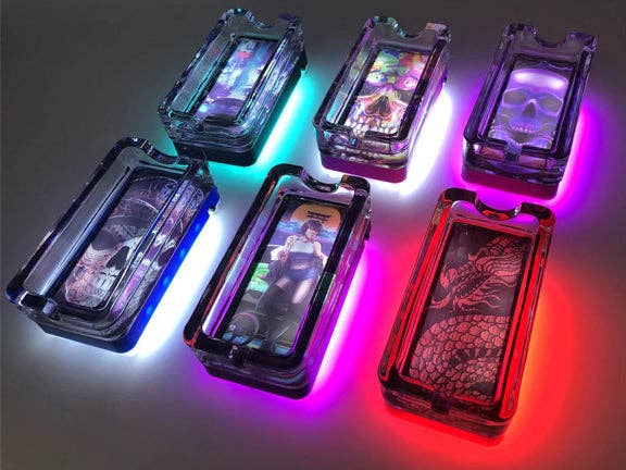 Novelty Closeout - Wholesale Ashtray - Smokezilla Underglow Light Up Ashtray Assortment- 6/Pack2