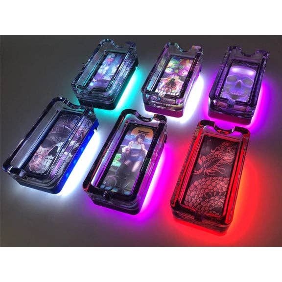 Novelty Closeout - Wholesale Ashtray - Smokezilla Underglow Light Up Ashtray Assortment- 6/Pack2