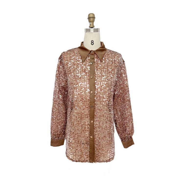 XHHH Inc - Wholesale Shirt - Women's - X9342CT Sequin Button-Up Shirt3