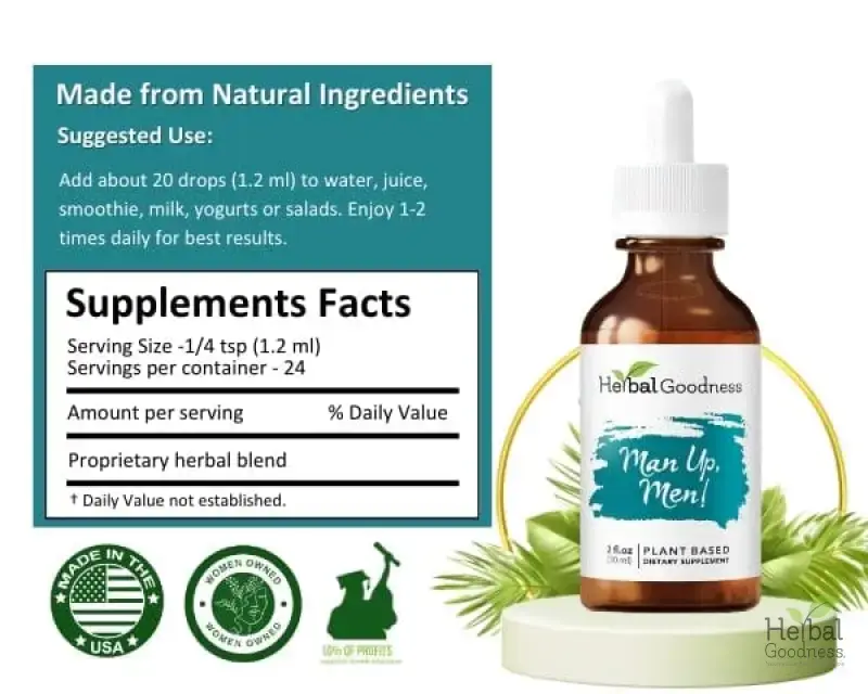 Herbal Goodness - Vendita all'ingrosso Vitamine/integratori orali - Man Up Men 2fl.oz - A base di piante - Bontà Erboristica3