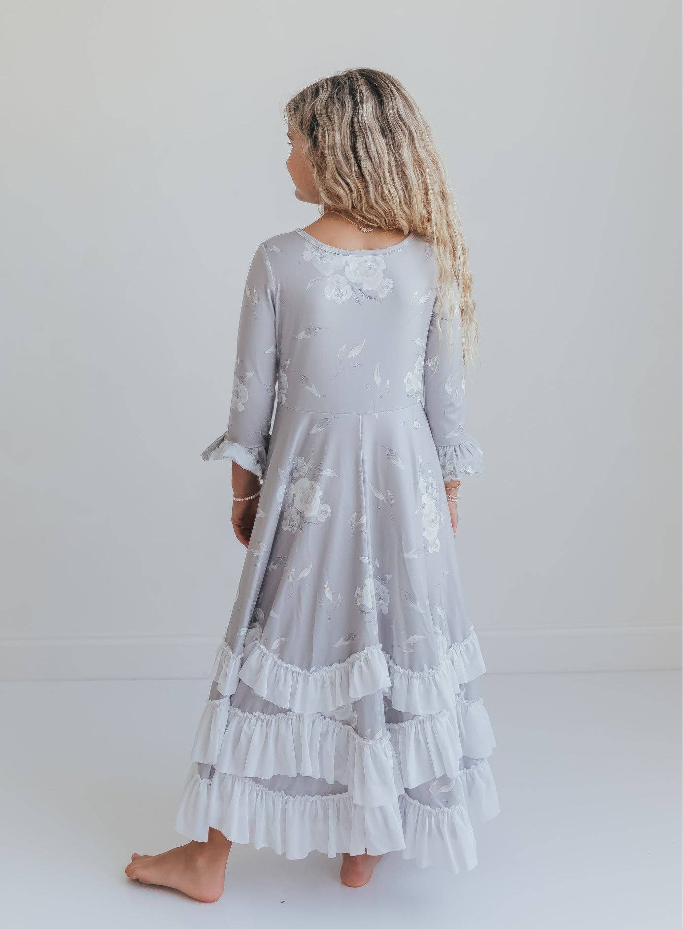 Oopsie Daisy - Wholesale Dress - Kids - Girls Winter Rose Floral Long Sleeve Ruffles Dress6