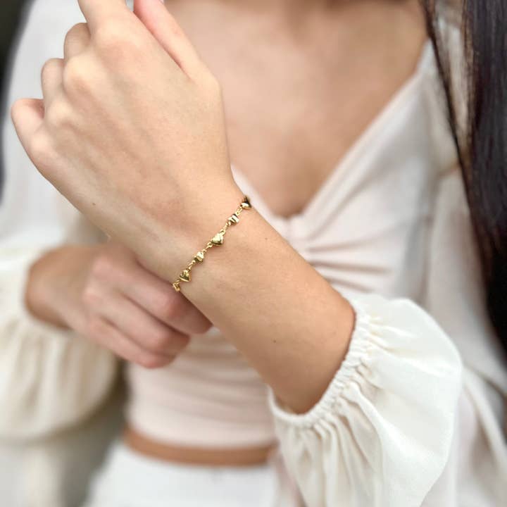 Pulseira de Corrente com Coração em Ouro Filled por atacado de Rossie Jewellery