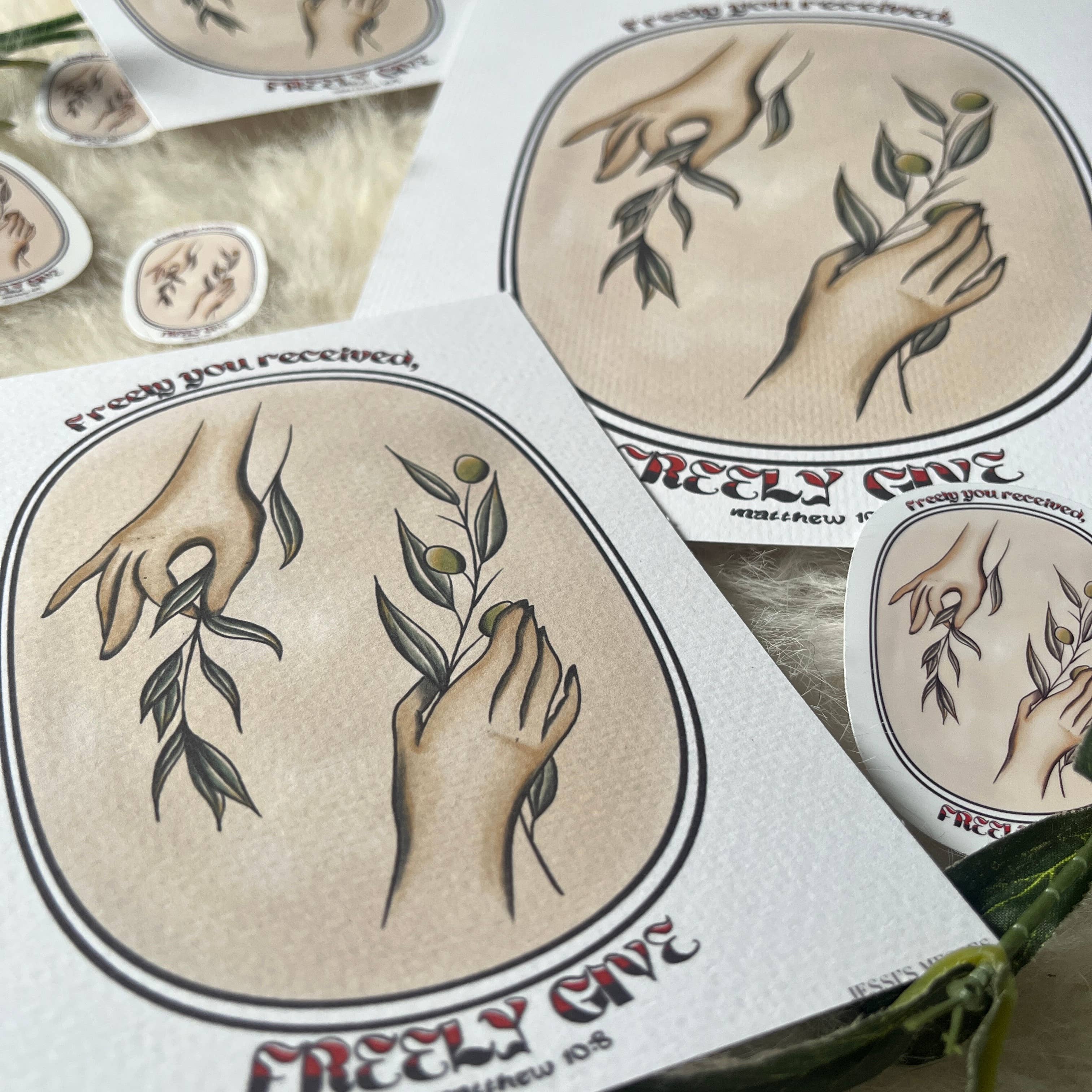 Jessi's Messes - Wholesale Art Print - Matthew 10:8 give freely christian art print7