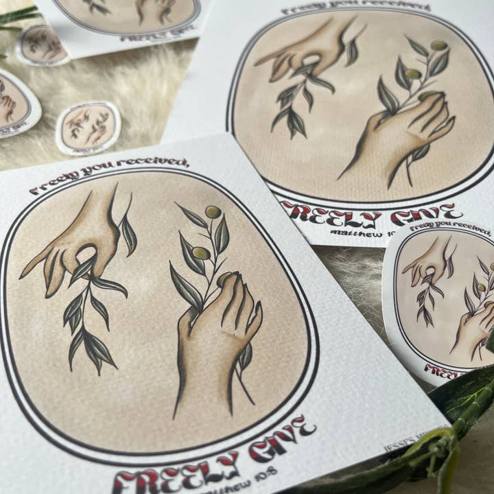 Jessi's Messes - Wholesale Art Print - Matthew 10:8 give freely christian art print7