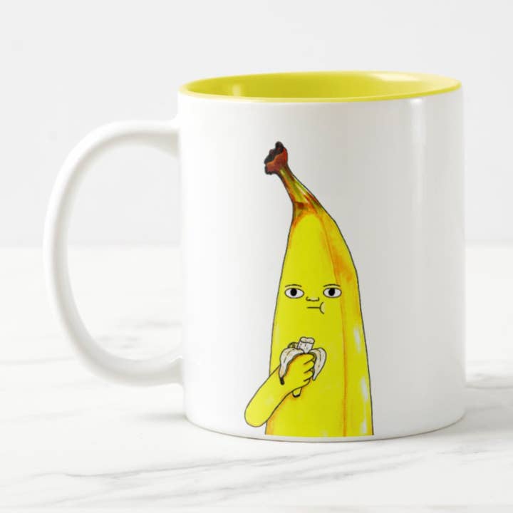 Banana Eating a Banana mug for wholesale by Lemon Zesty