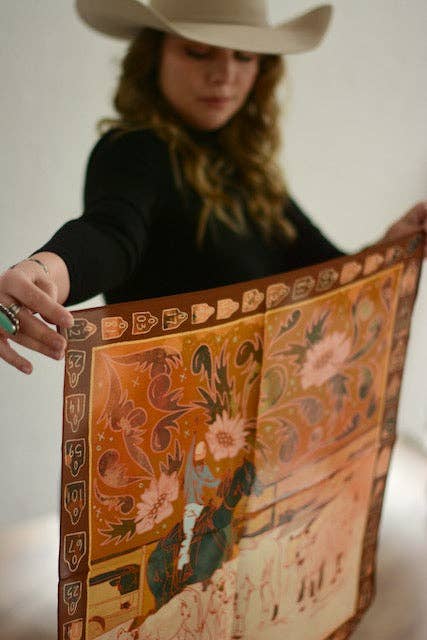 Tirzah Lane Art - Venta al por mayor Bufanda - Mujer - Pañuelo de Seda Occidental de Vaquera Redonda1