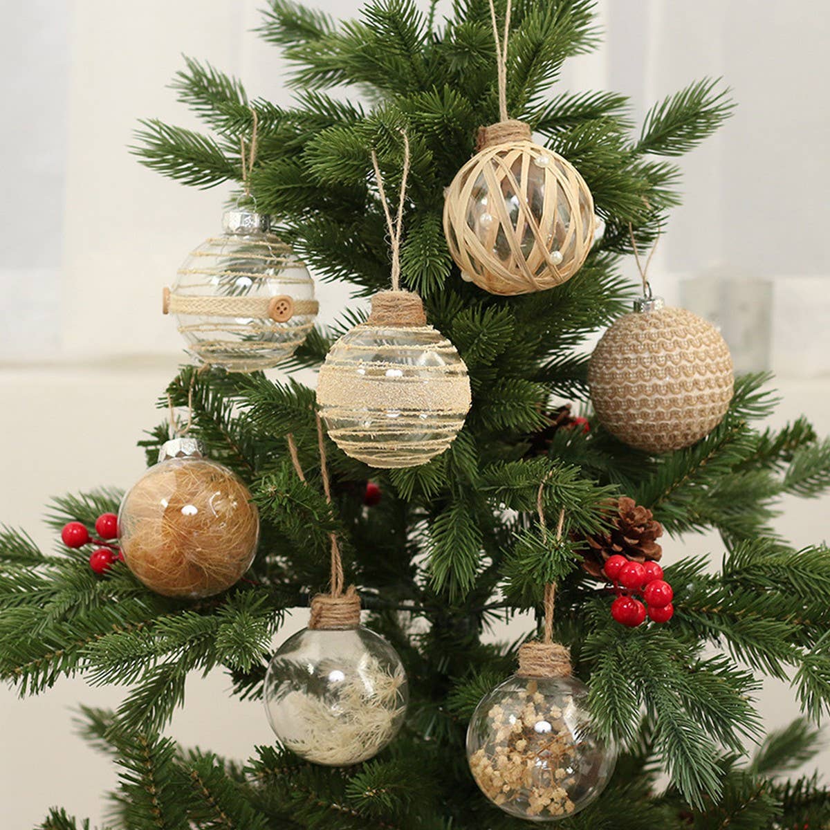 ACCITY - Wholesale Ornament Set - 8CM PET Clear Plant Xmas Ball Ornament Set_CWMM98675
