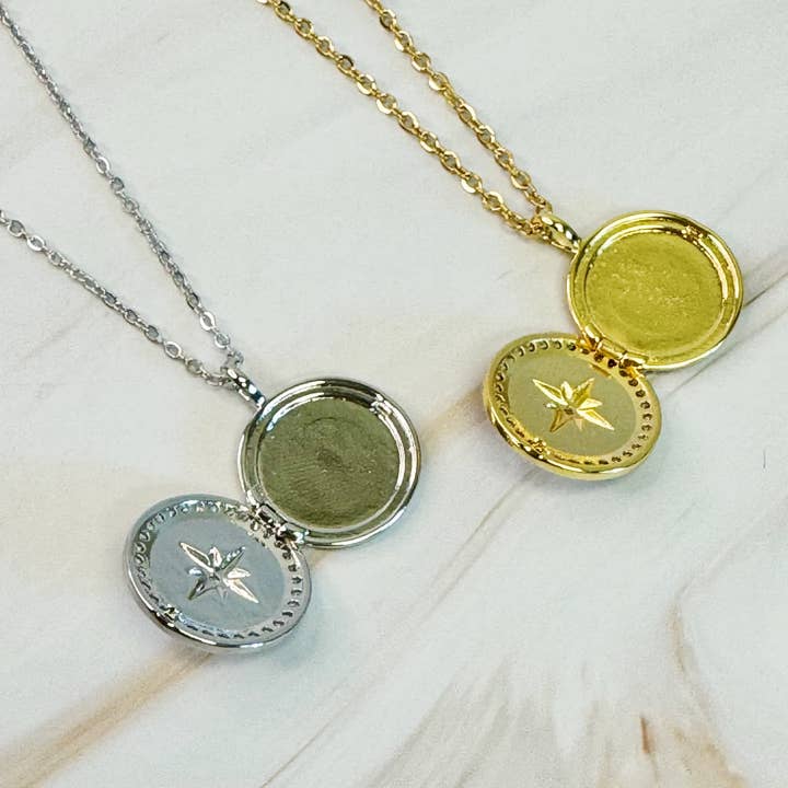Ellison+Young - Wholesale Pendant/Charm Necklace - Shine Compass Open Locket Pendant Necklace