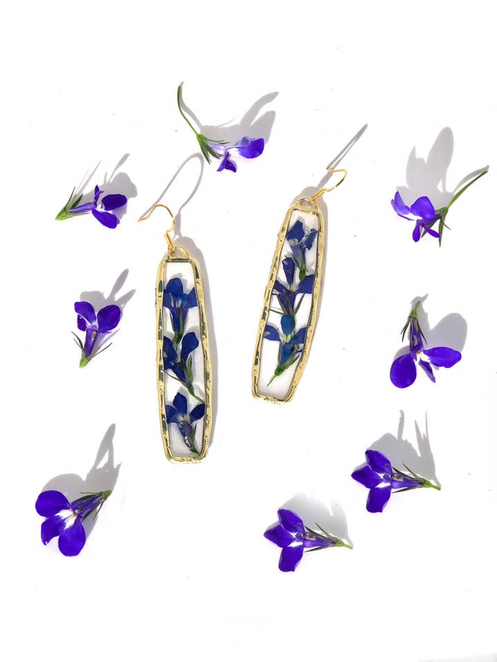 Blue Bella Flower-Pressed Earrings for wholesale by Evergarden