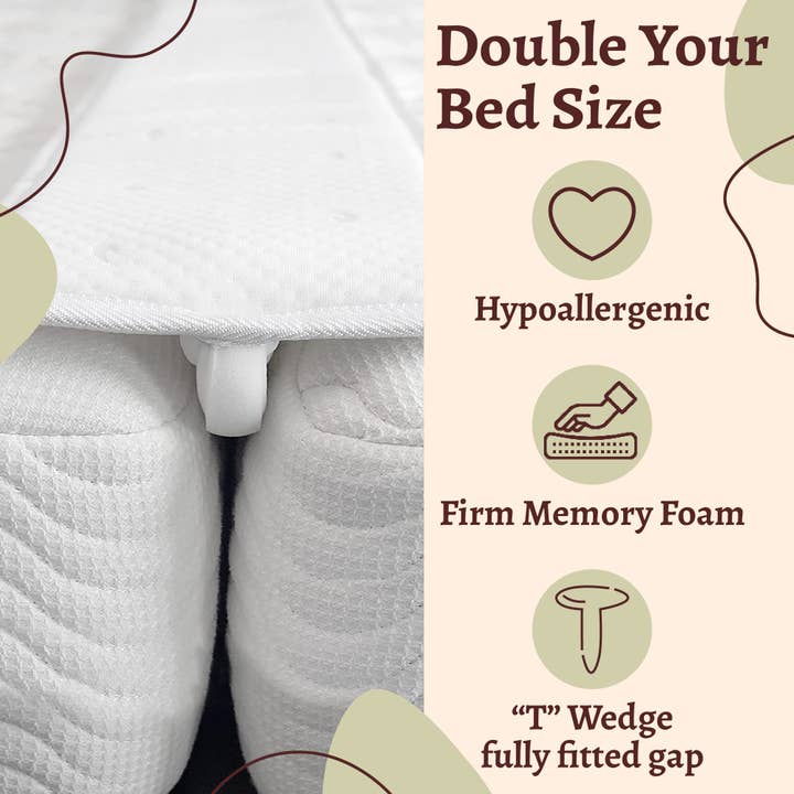 Hvid 74,8" Sengebro Pude, Enkeltseng til Kingsize Seng Konverter, Hvid for engroshandel på Faire5