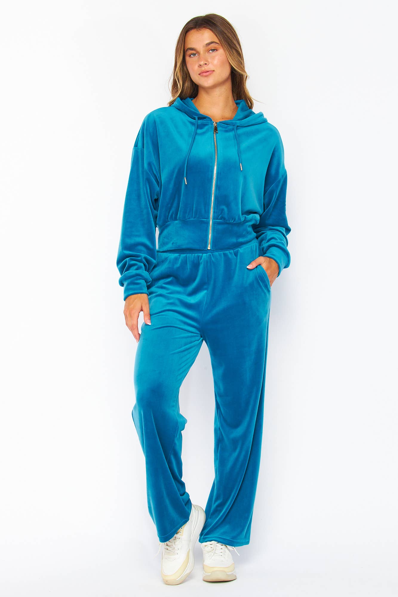 Drip DTLA - Wholesale Top & Pant Set (NOT Loungewear) - Women's - VELOUR HOODED JACKET AND JOGGER SET11