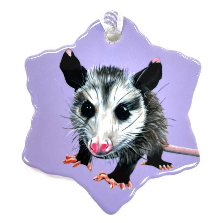 Opossum Porcelain Holiday Ornament – Peanut for wholesale by Woollybear Travels