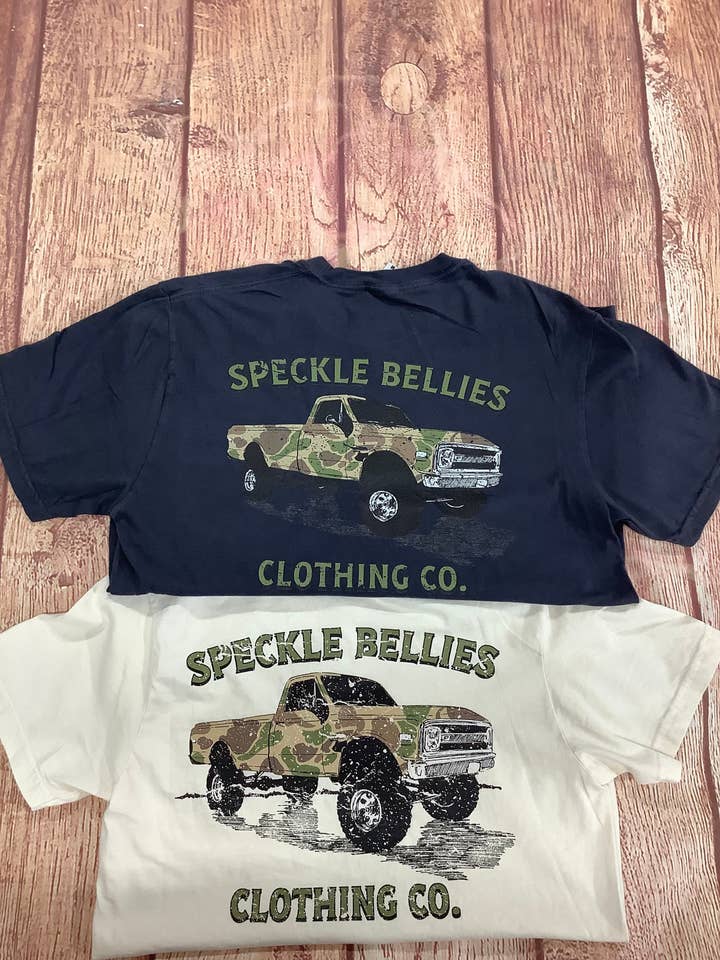 Speckle Bellies Clothing Company - Wholesale Screen Printed T-Shirt - Unisex - Camo Truck